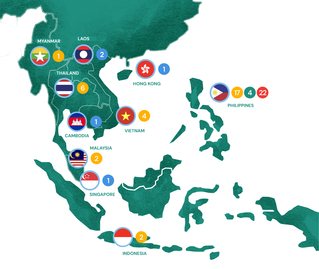 Map of URC facilities across Southeast Asia